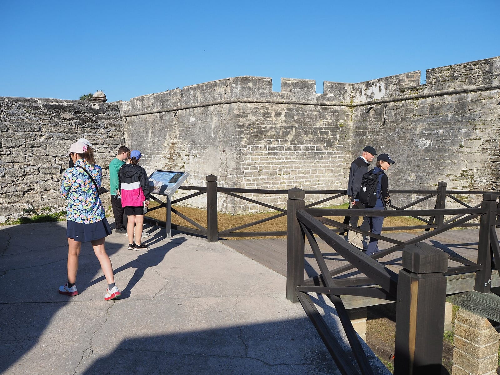 The coquina stone walls of the Castillo de San Marcos fort in St. Augustine, Florida